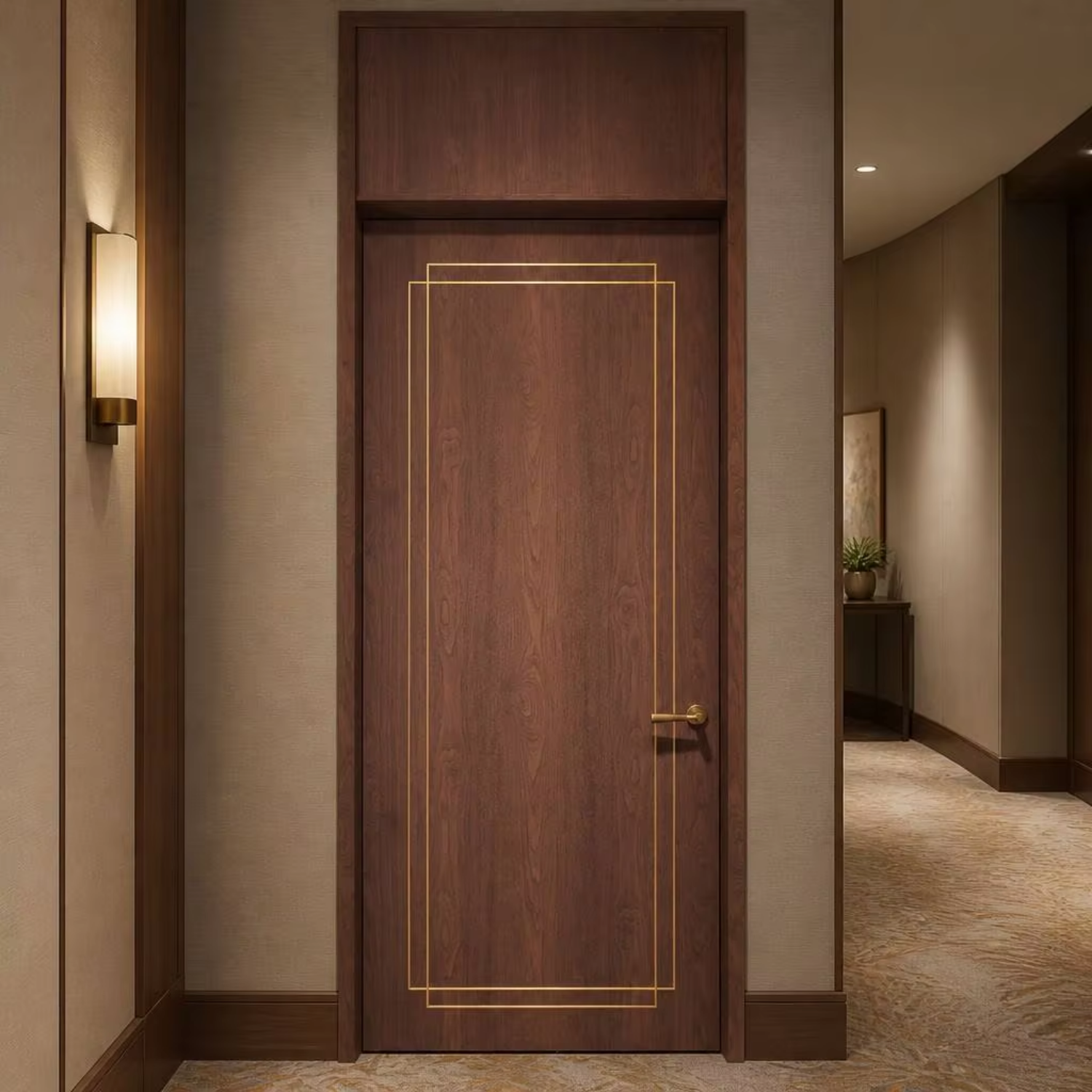 Custom Size Aluminum Wood Composite Fire Door  Listed WH Certified IPX5 Waterproof for Apartment Office Commercial Building